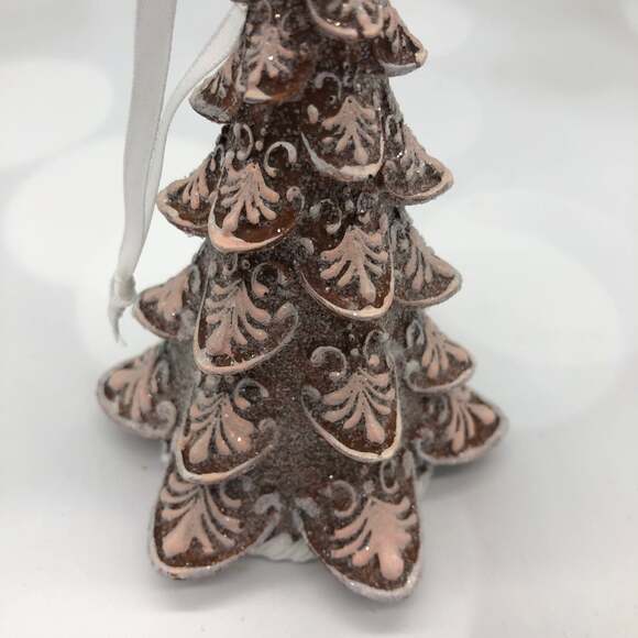 New Resin Gingerbread Cookie Tree Ornament With Pink Icing Christmas - Picture 3 of 3